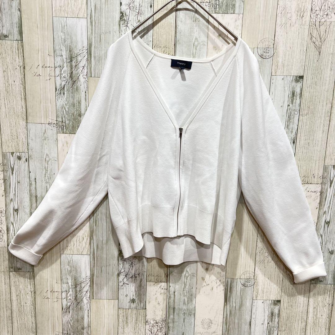 大人 可愛い 服  セオリー Theory 美品 20ss 白 ホワイト ショートブルゾン ジャケット・アウター