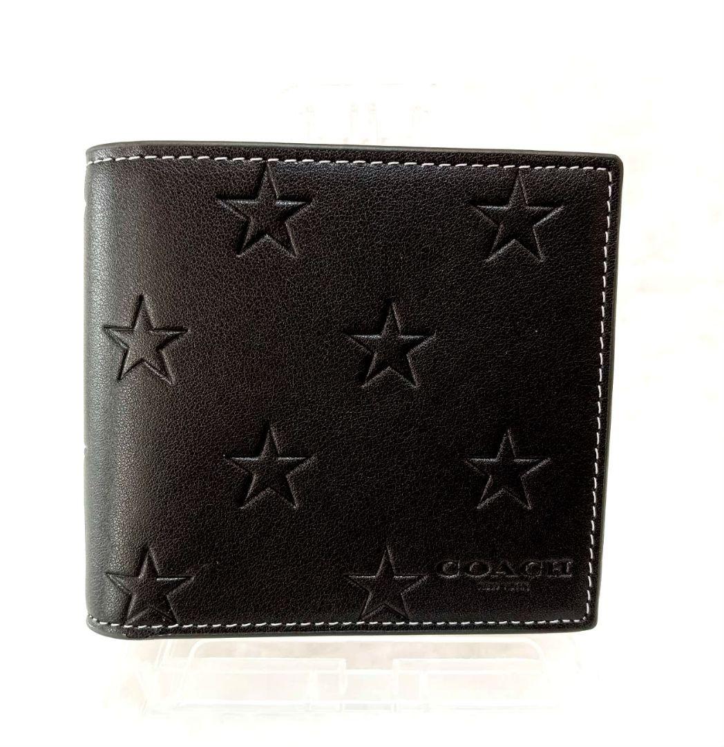 COACH　 二つ折り財布 　星柄　黒