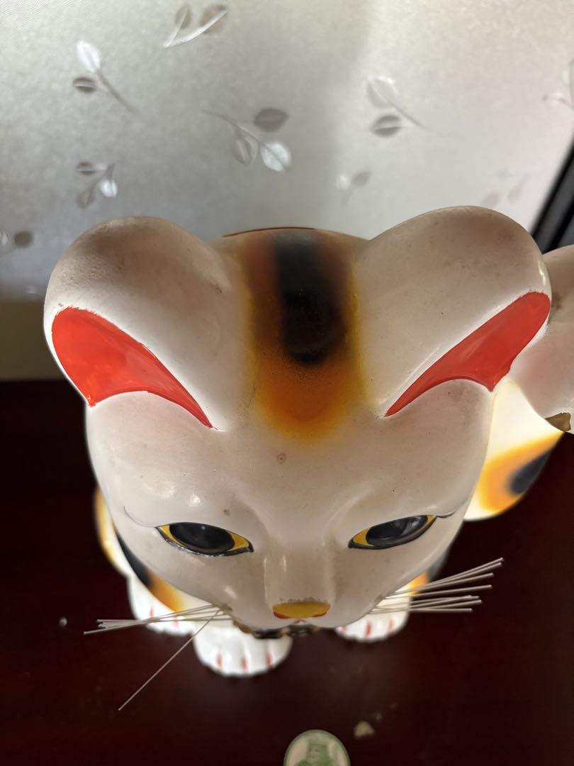 ♥商売繁盛‼️ アンテーク 美品【招き猫】左手 大型33cm 縁起物