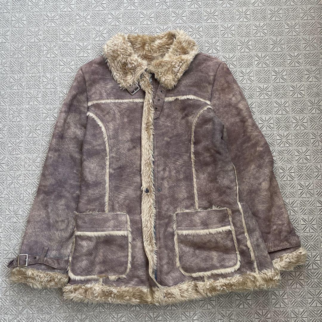 Y2K fairy grunge fur flight jacket coat