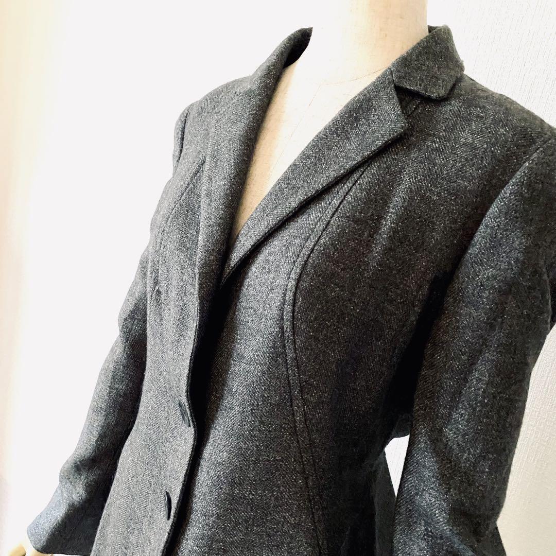 極美品✨◆AGNONA◆28万 伊アンゴラウールヘリンボン立体デザインジャケット