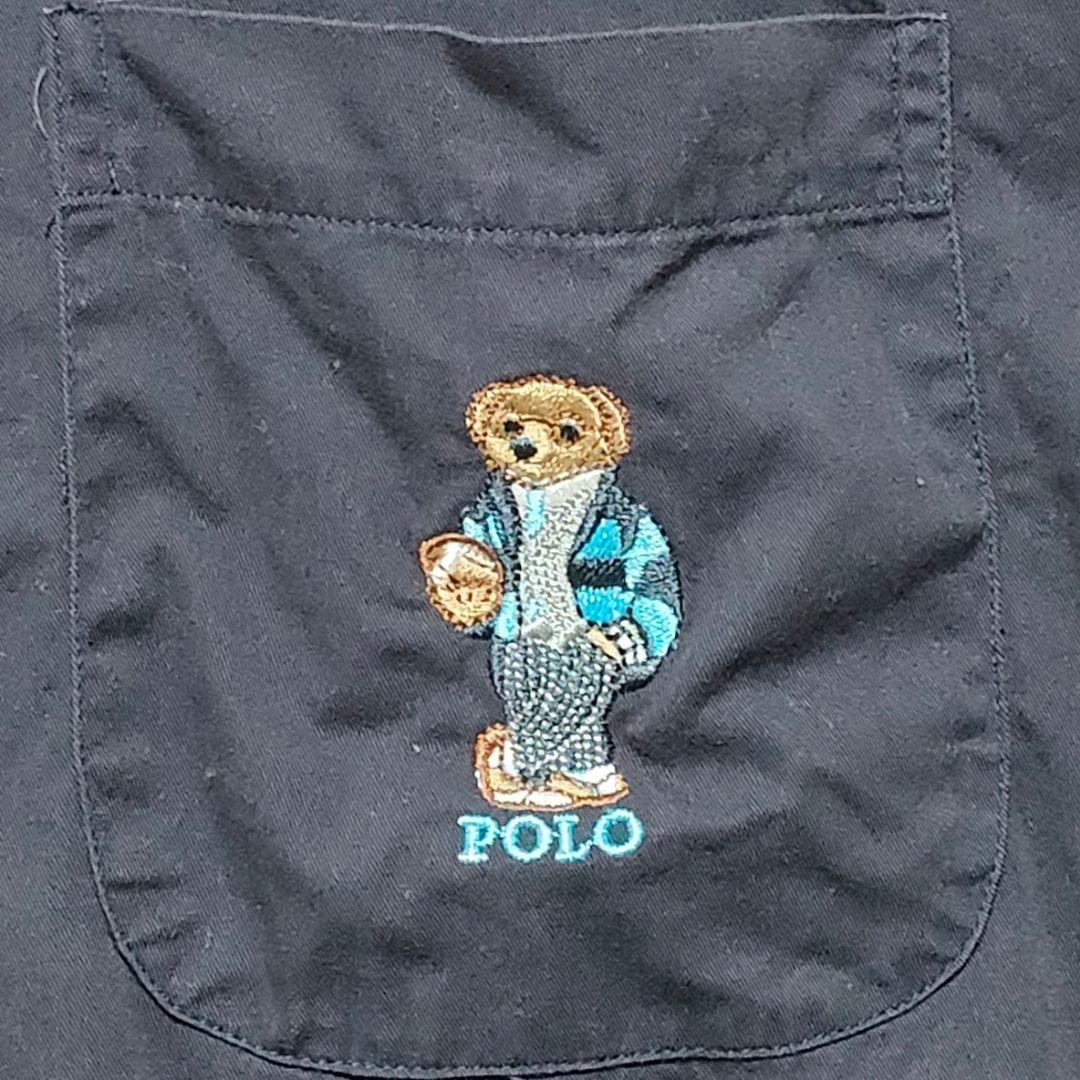 【ポロベア 刺繍】ラルフローレン 長袖 ボタンダウンシャツ サイズL ネイビー