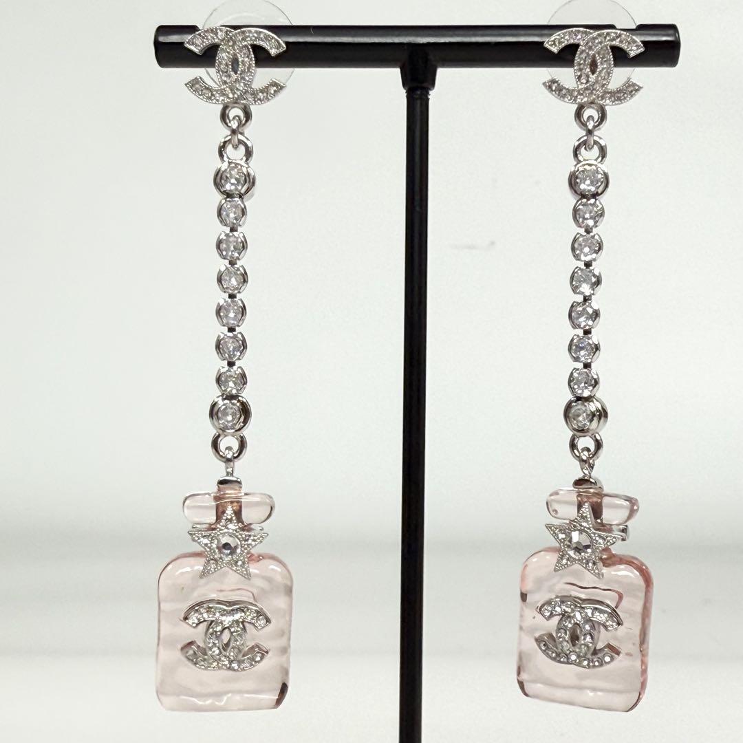 美品　CHANEL シャネル 香水ボトル ロング　ピアス　CCロゴ　ピンク