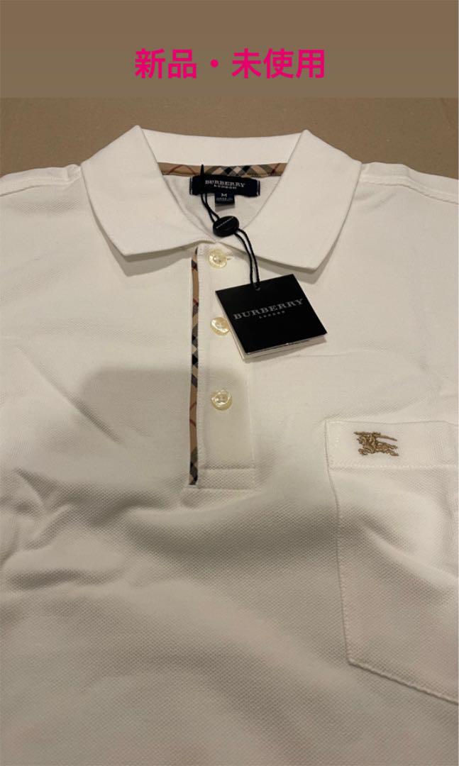 最新コレックション Burberry バーバリー ホワイト ポロシャツ お取寄 ポロシャツ Burberry 新品未使用 ポロシャツ
