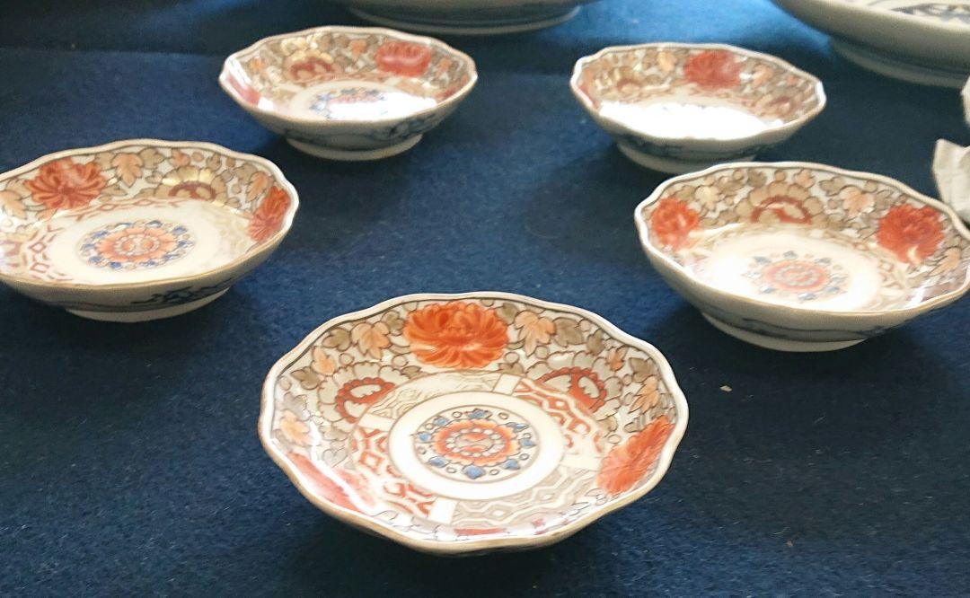 古伊万里輪花金彩小皿5枚セット