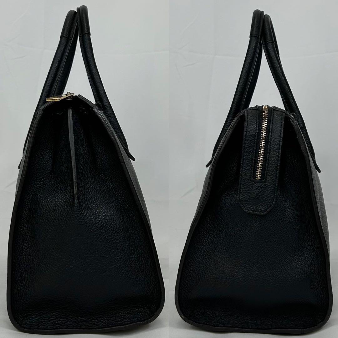 【極美品/保存袋付】フルラ ピン 2way ショルダーバッグ レザー 黒 肩掛け