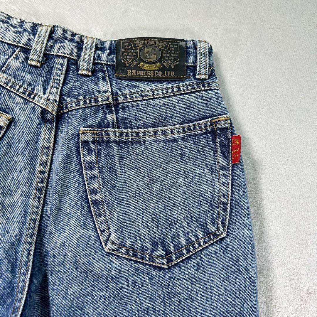 【EXPRESS CO.LTD.】デニム ロゴタグ ロゴ入りボタン 29 ブルー 【EXPRESS CO.LTD.】デニム ロゴタグ ロゴ入りボタン 29 ブルー