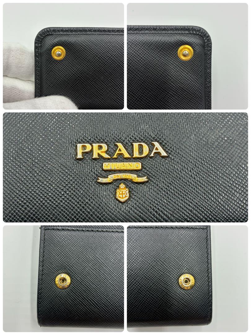 極美品 PRADA 長財布 ロゴ 金具 サフィアーノ レザー 黒 - メルカリ