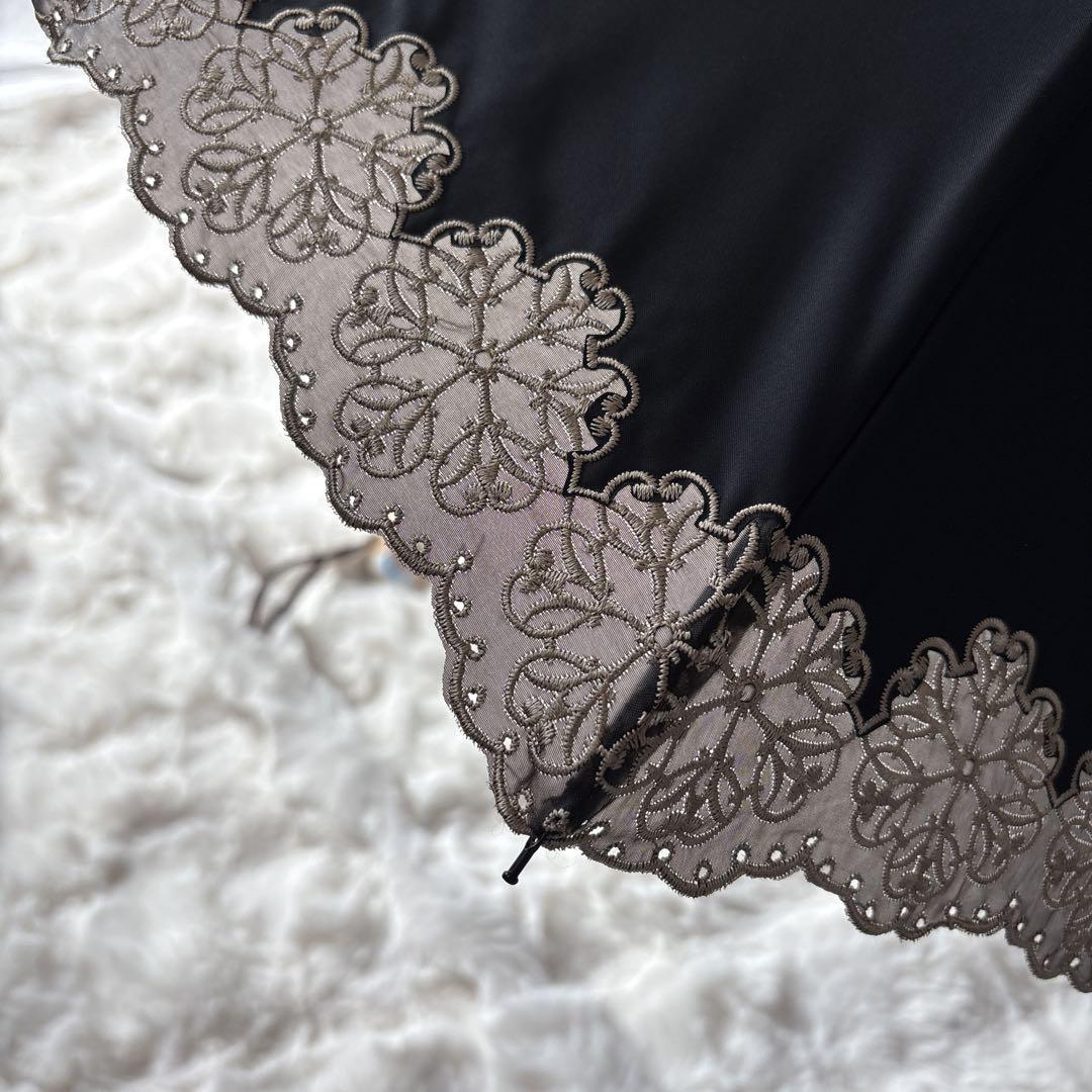 新品未使用 タグ付 YVES SAINT LAUREN ロゴ 刺繍 折傘 日傘