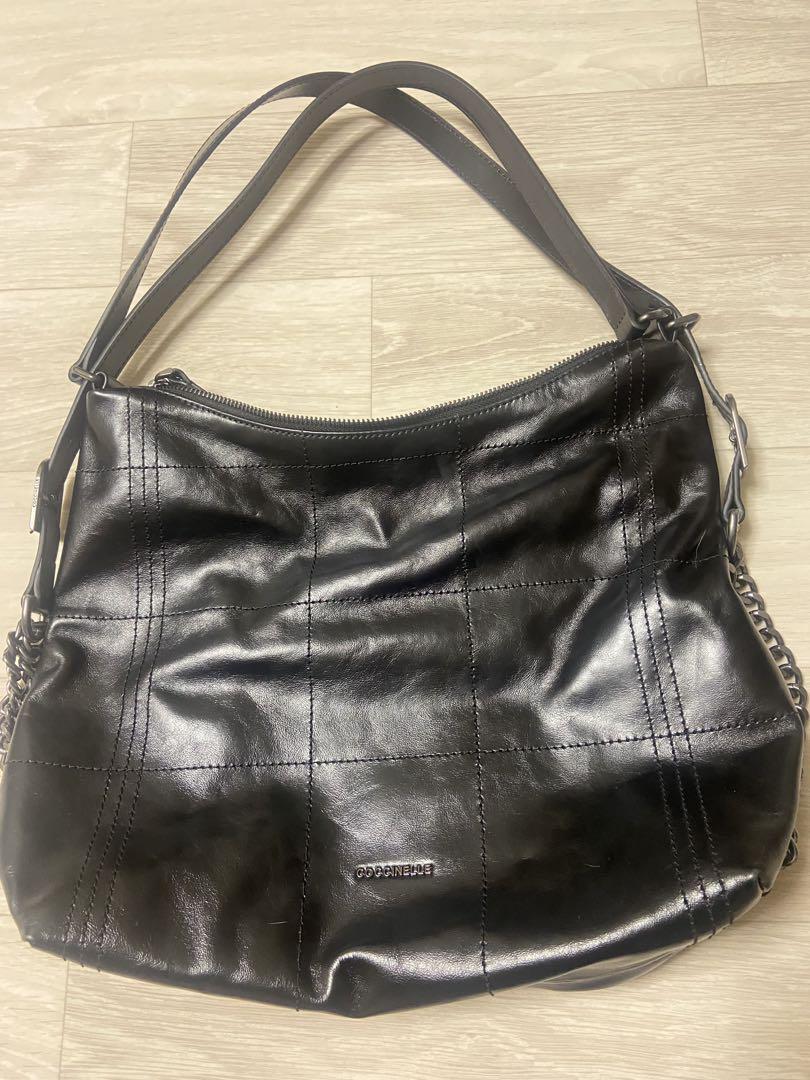 【COCCINELLE】レザーショルダーバッグ COCCINELLE ブラックレザー ショルダーバッグ
