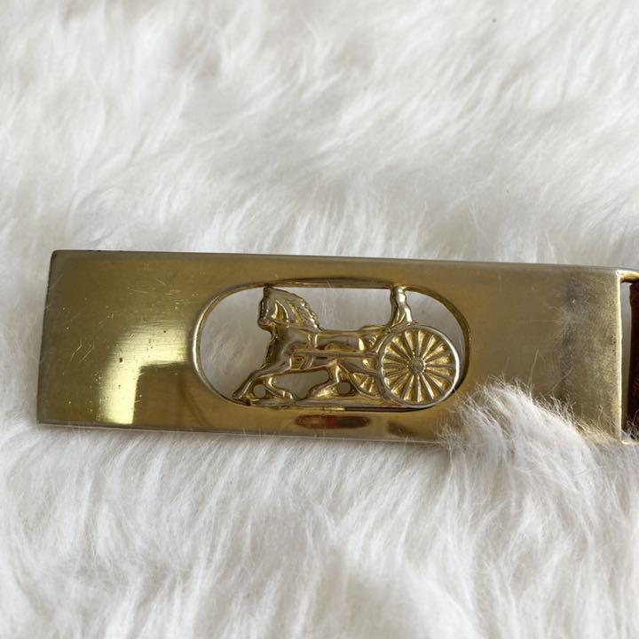 格安再入荷 美品 CELINE ベルト 本革 レザー ゴールド金具 馬車金具 ブラウン eb9d8-m76072382362 正規品国産