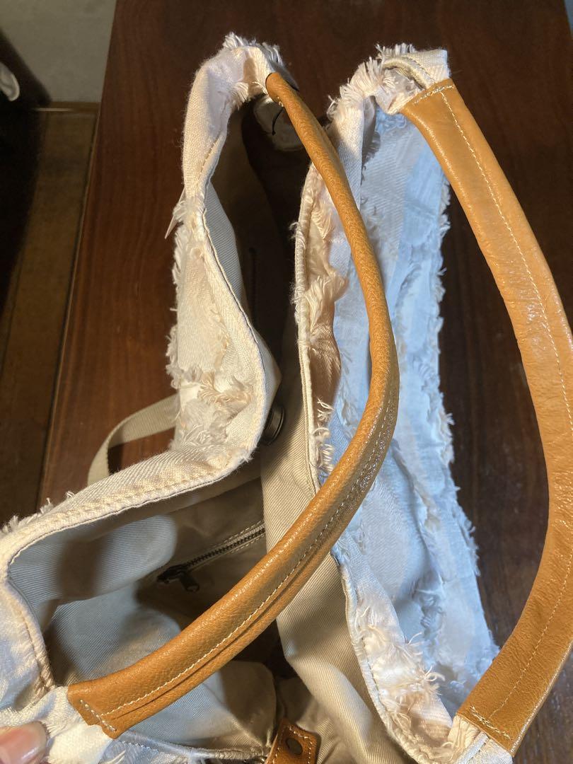 未使用品 レッセフェール レザー 布 トートバッグ ベルト付き