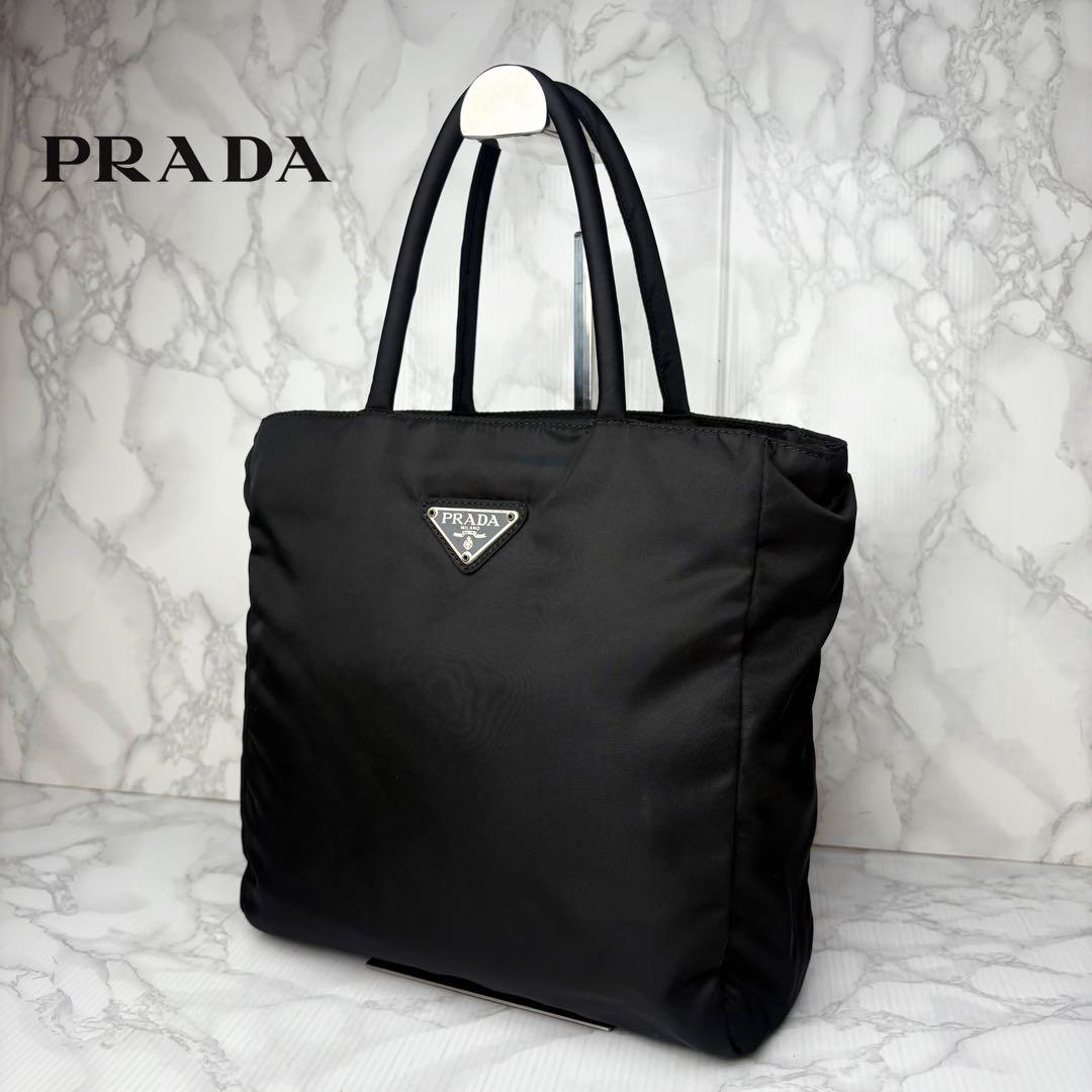 541 PRADA ハンドバッグ トートバッグ 肩掛け 黒 三室構造 lr6バッグ