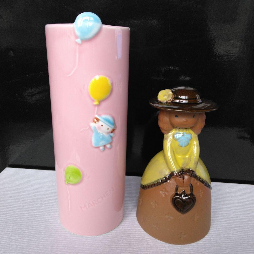 陶器 1 輪差女の子の呼び鈴レトロ当時品