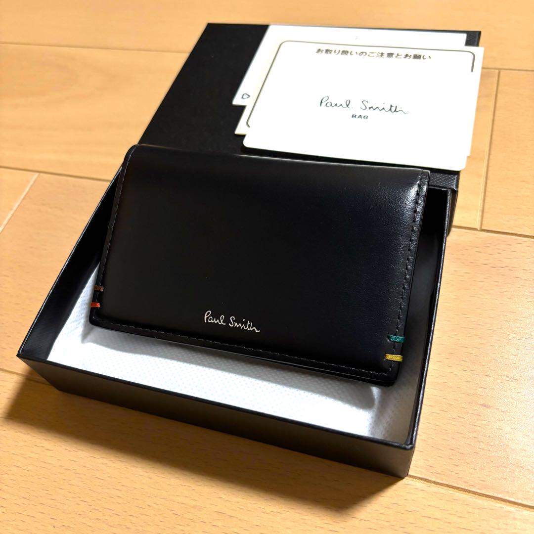 Paul Smith 名刺入れ　現行品　ほぼ未使用品　ハイライトステッチ　黒