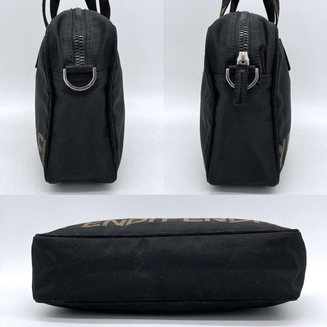 FENDI】2wayバッグ ハンドバッグ ロゴライン ナイロン ブラック