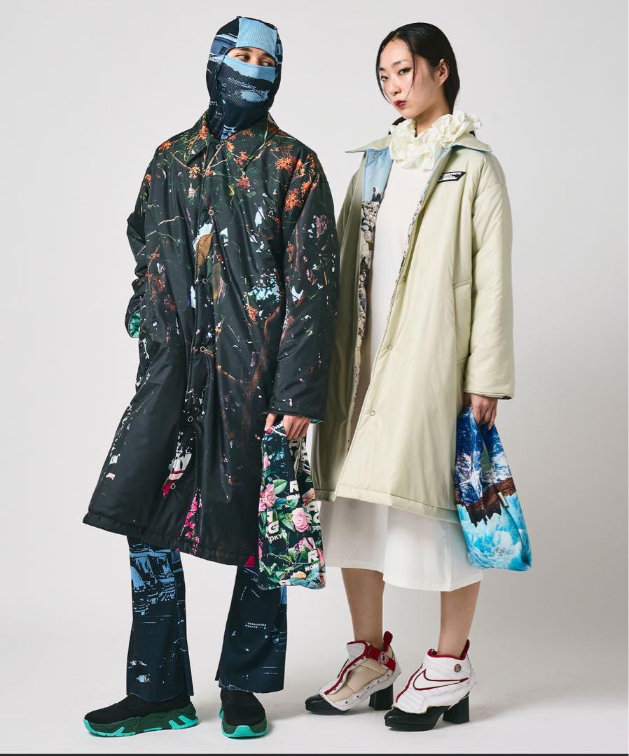 NON TOKYO PRINT RIB FLARE PANTS ブルー