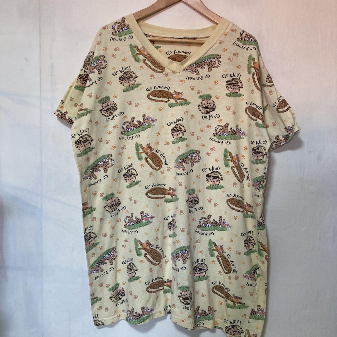 総柄　カードコバーン味　tシャツ レオパード　アニマル　vintage