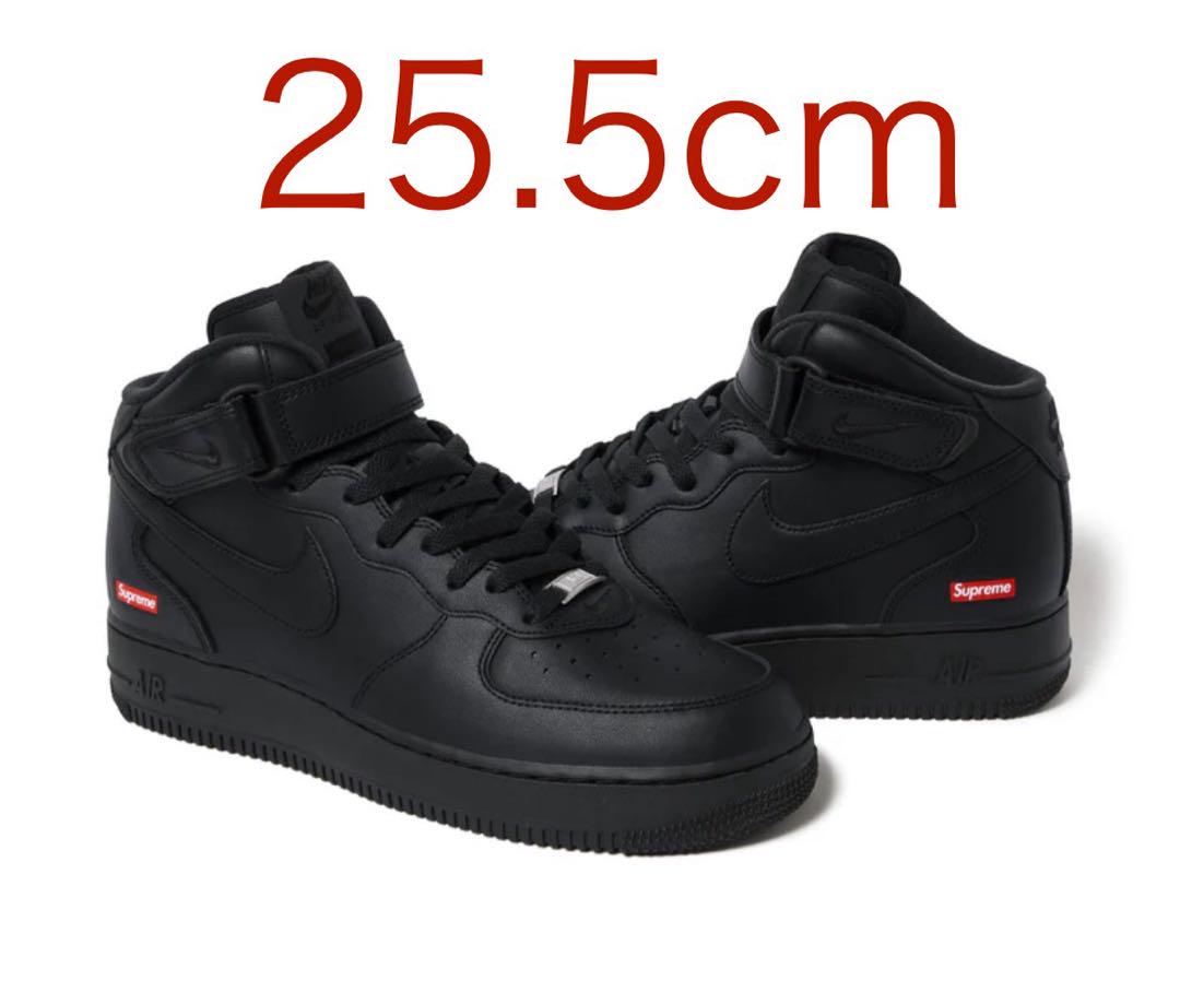 25.5cm Supreme Nike Air Force 1 Midブラック