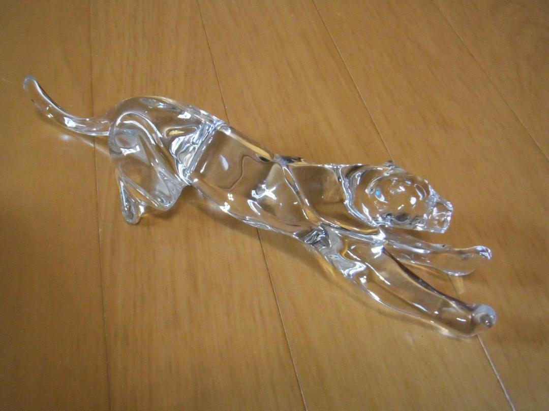 【中古】JAGUAR ジャガー ガラス置物 クリアでかつ躍動感たっぷり