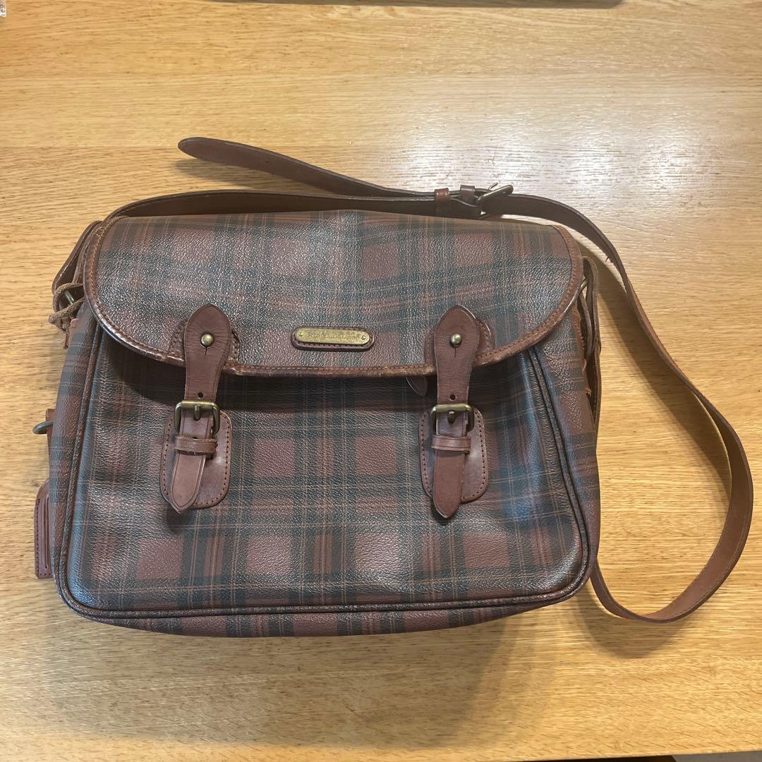 ポロラルフローレン ショルダーバッグ PVC ブラウン チェック クロスボディPOLO RALPH LAUREN