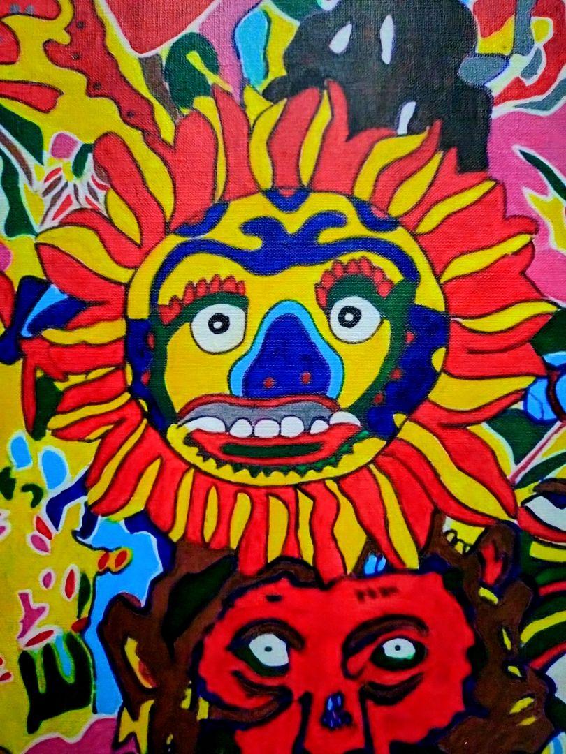 肉筆|表裏サイン有|油彩|アクリル|絵画|額縁