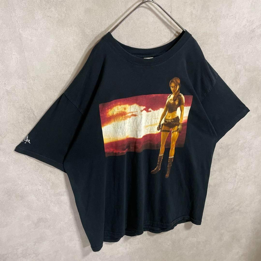 古着 00s トゥームレイダー 半袖 シャツ ゲーム アニメ ブラック 黒 ②