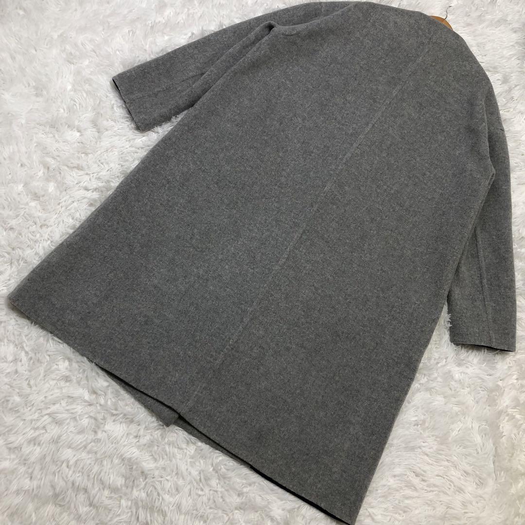 美品✨ENFOLD ノーカラーソフトリバーウールコート ネイビー