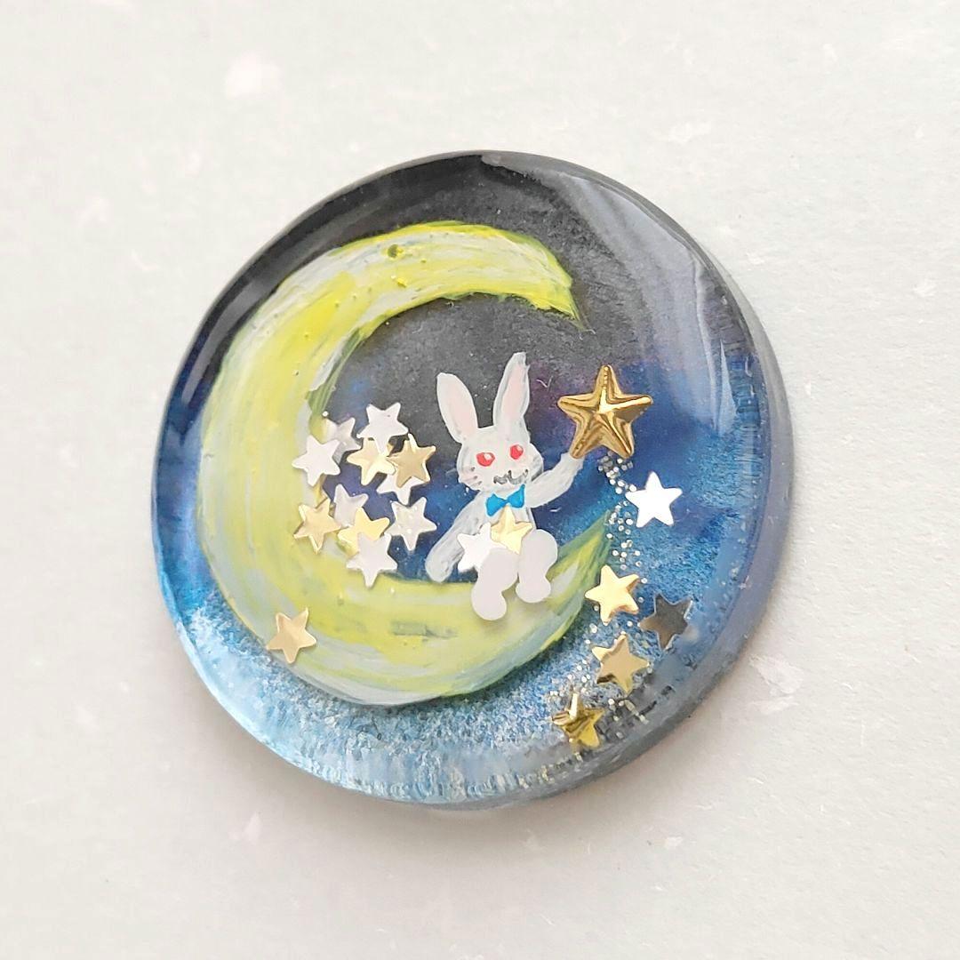 【601】ハンドメイド　レジン　ヘアゴム　ポニーフック　手描き