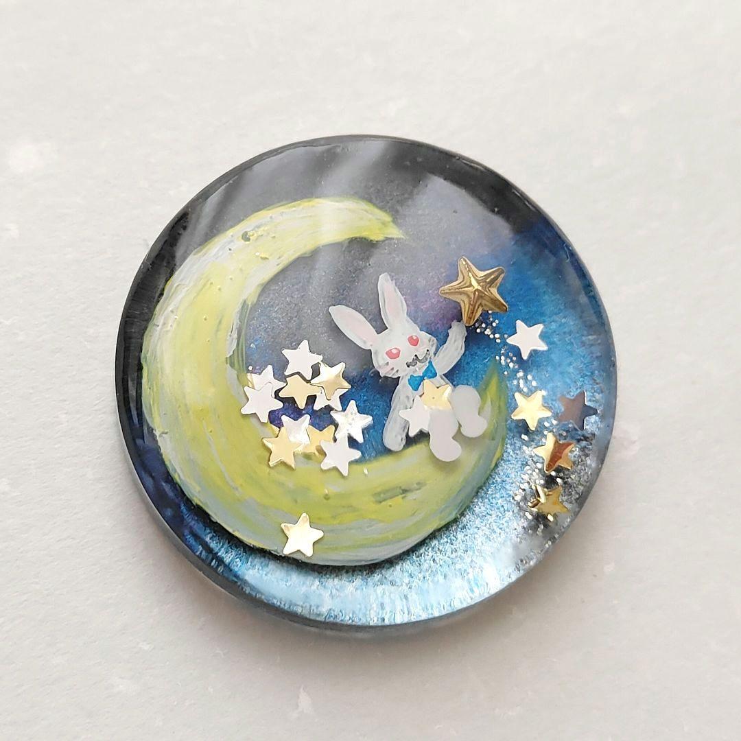 【601】ハンドメイド　レジン　ヘアゴム　ポニーフック　手描き