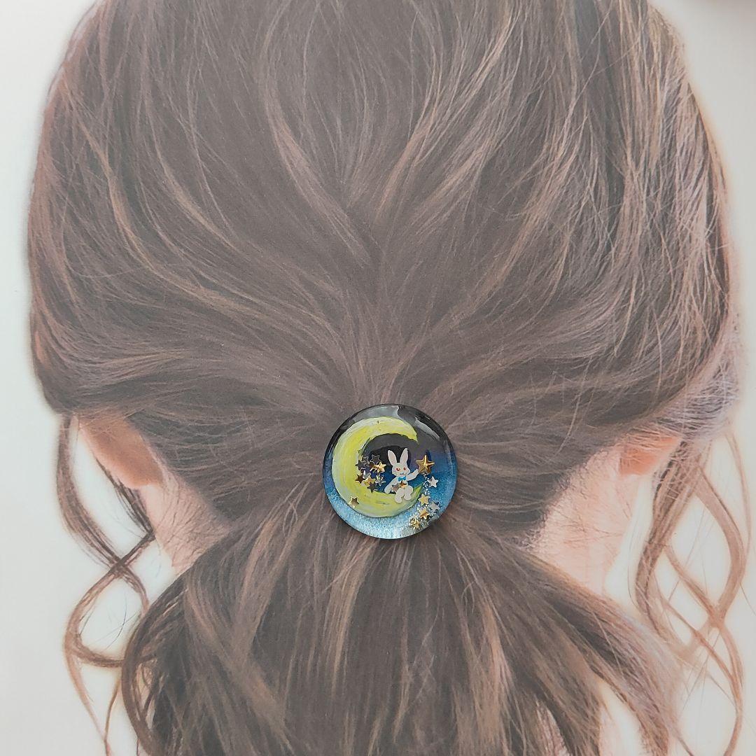 【601】ハンドメイド　レジン　ヘアゴム　ポニーフック　手描き