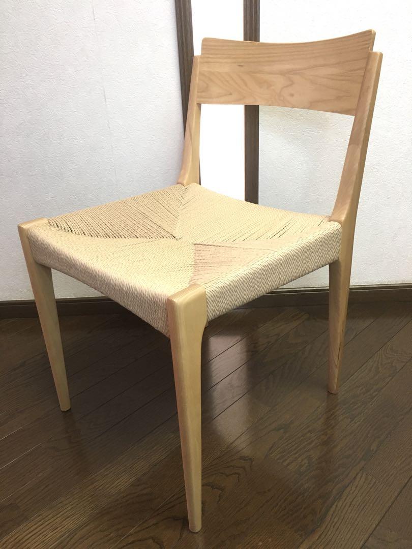 美品 東谷 ペーパーコードチェア 北欧チェア ナチュラル 座編みの椅子 ④