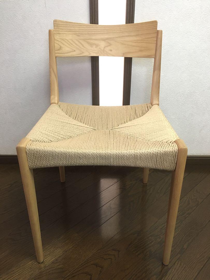 美品 東谷 ペーパーコードチェア 北欧チェア ナチュラル 座編みの椅子 ④