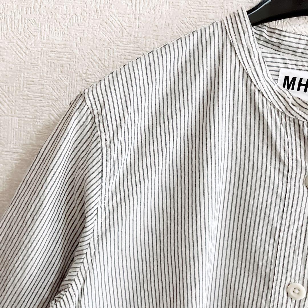 大型セールや時期 近年／美品】MHLコットンシャツ リネン混 バンドカラー トップス
