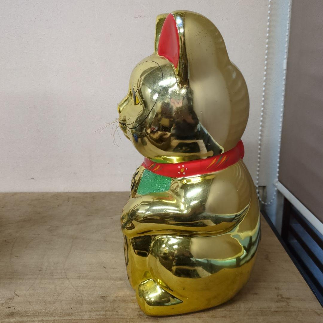 招き猫　特大　金色　ゴールド　貯金箱　陶器　縁起物　千客万来　開運