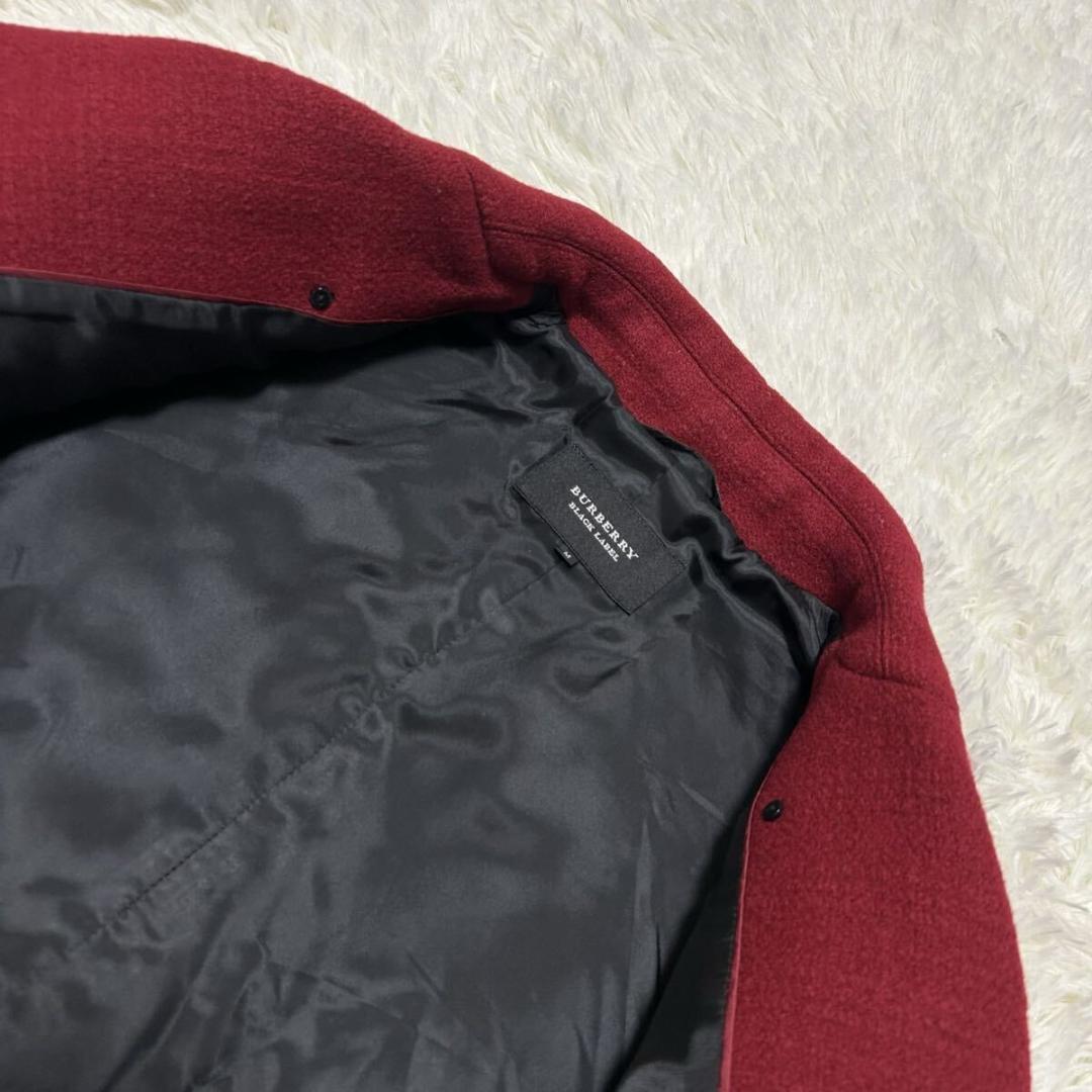 【極美品/M】バーバリーブラックレーベル ピーコート ウールコート メルトン 赤 【極美品/M】バーバリーブラックレーベル ピーコート ウールコート メルトン 赤