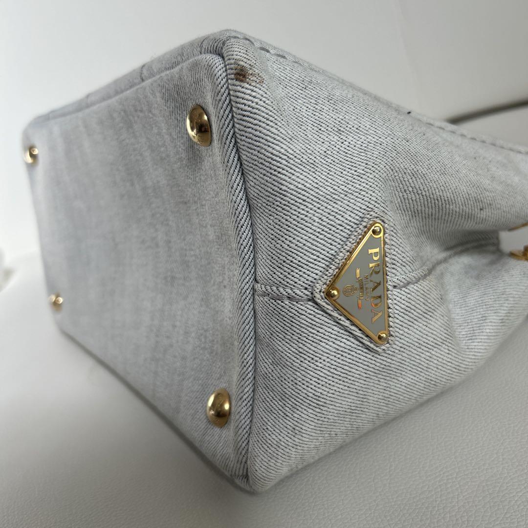 PRADA プラダ カナパ キャンバス ハンドバッグ ショルダーバッグ　グレー