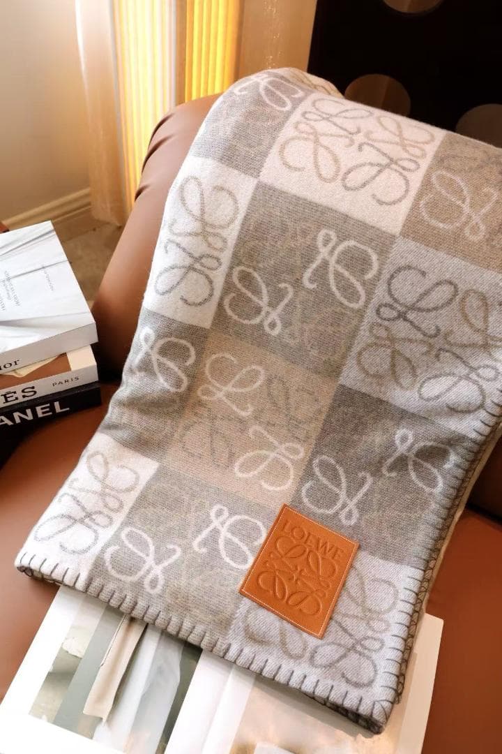loeweチェック柄リボンモチーフブランケットLOEWE