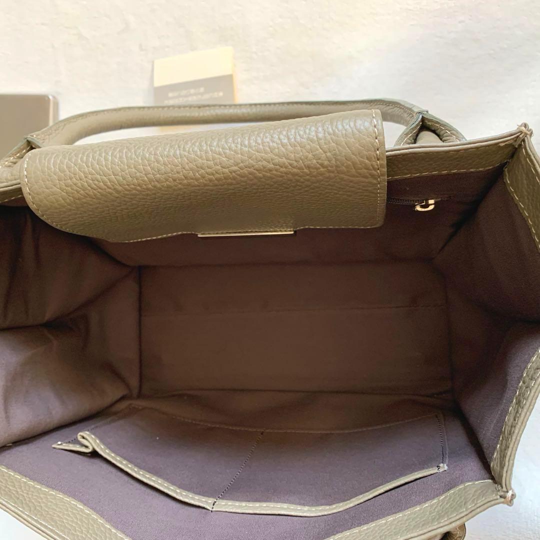 美品】NAGATANI ハンドバッグ グレー 本革 シボ革 高級