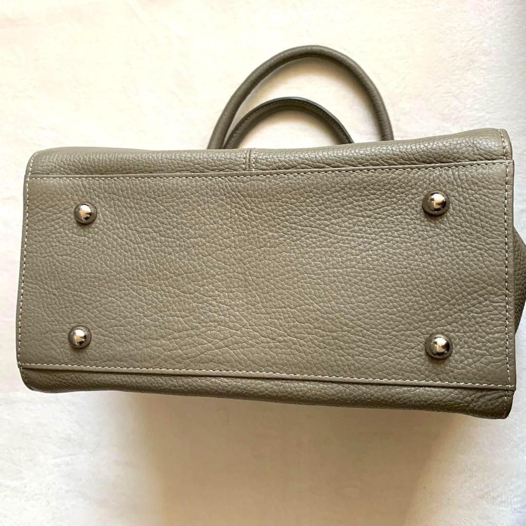 美品】NAGATANI ハンドバッグ グレー 本革 シボ革 高級