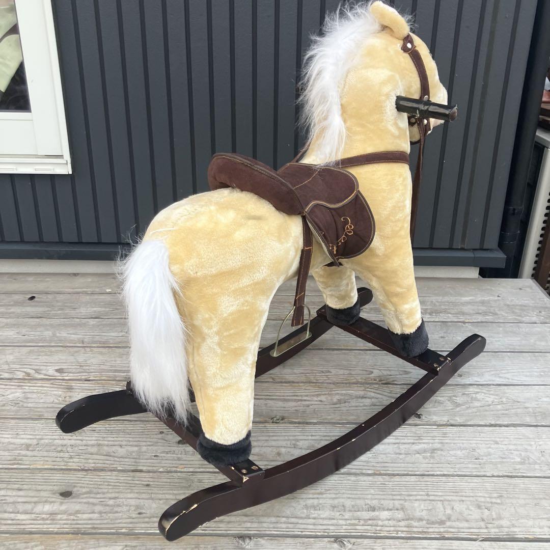 木馬　車輪　昭和　ぬいぐるみ　レトロ　おもちゃ　西洋アンティーク　馬 昭和レトロ ぬいぐるみ製 ロッキングホース 木馬 乗用玩具