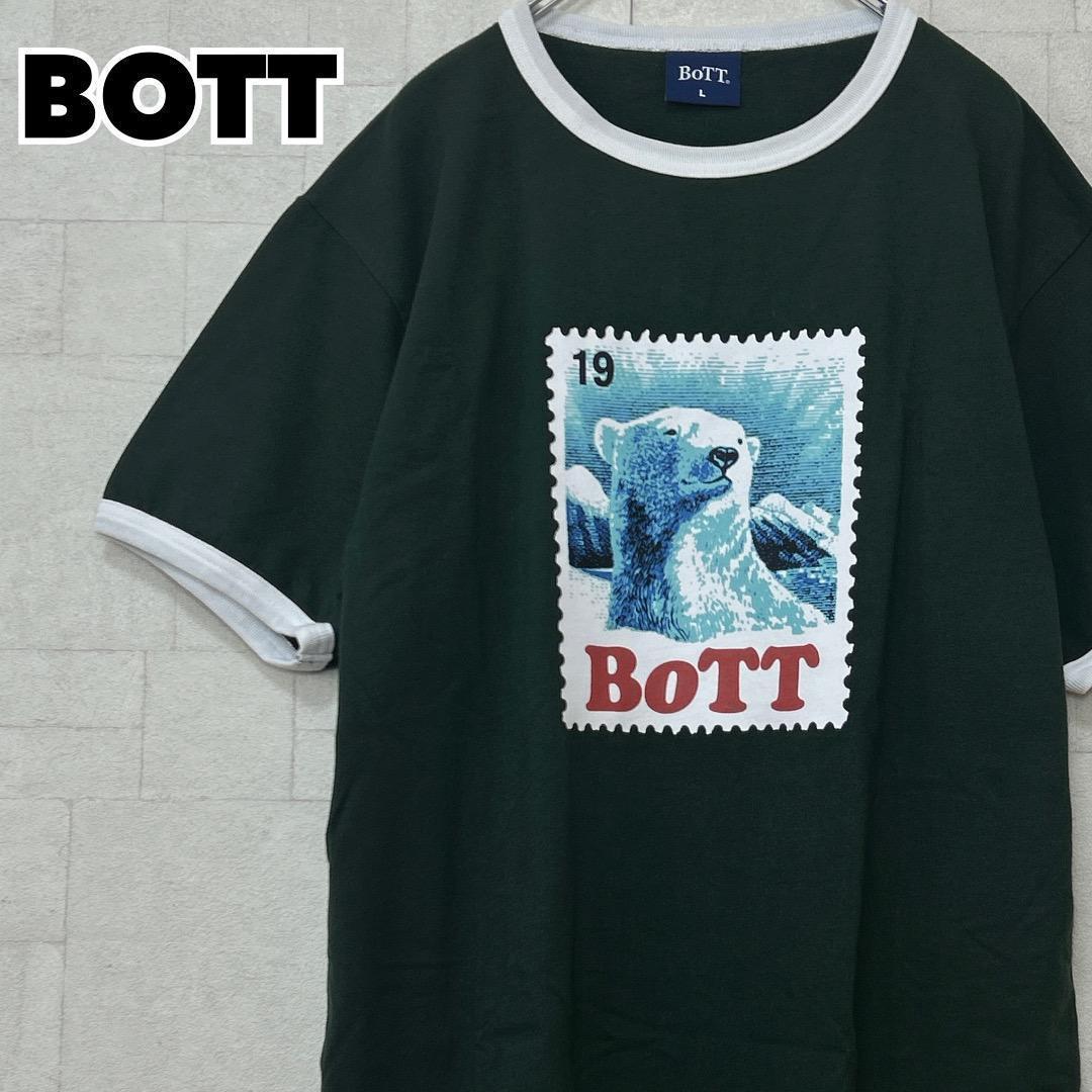 BoTT新品未使用リンガーTシャツ半袖グリーンサイズXL 人気Lサイズ】BOTT ボット☆リンガーTシャツ グリーン L 732
