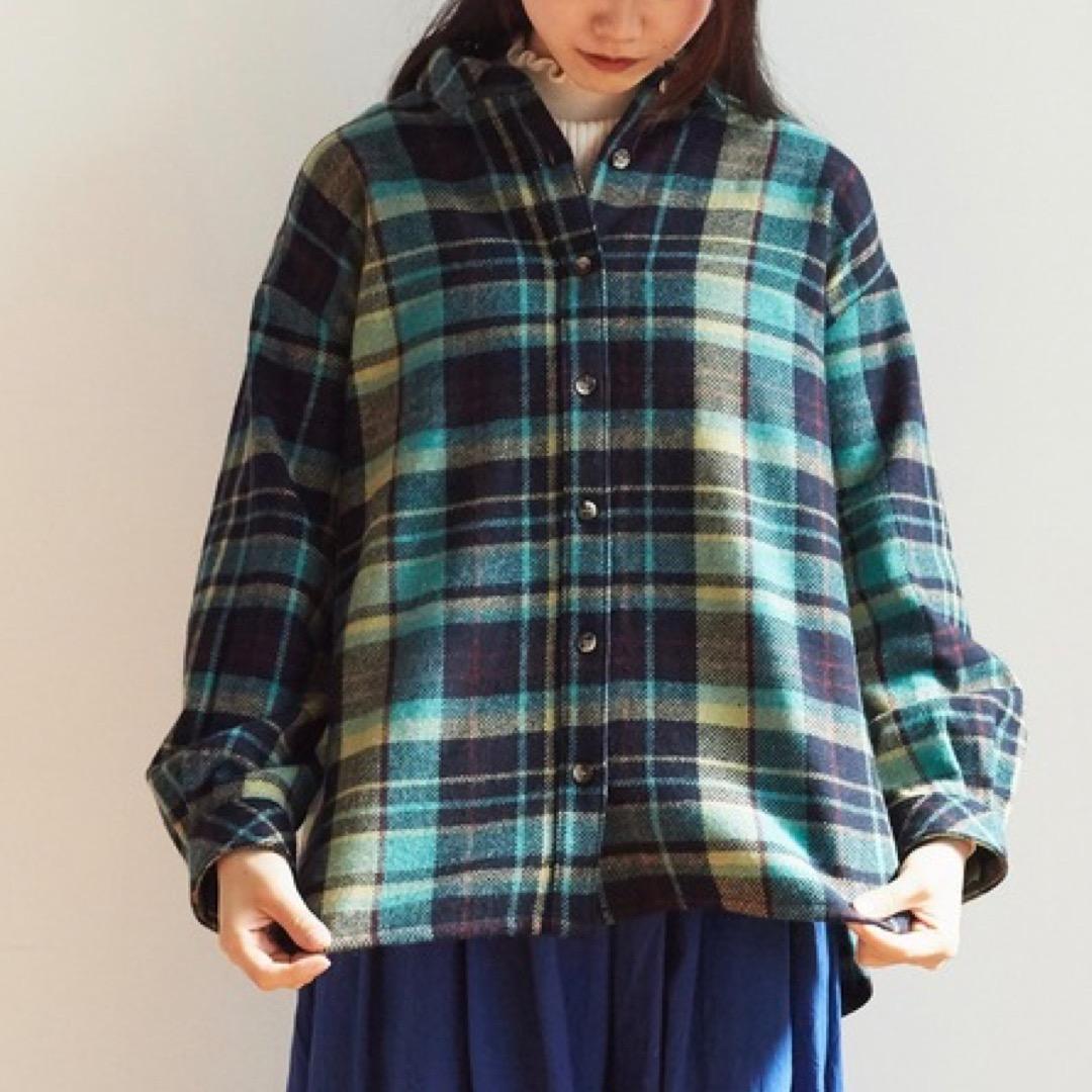ビュルデサボン bulledesavon ビッグチェック シャツジャケットFREE SIZE・bulledesavon
