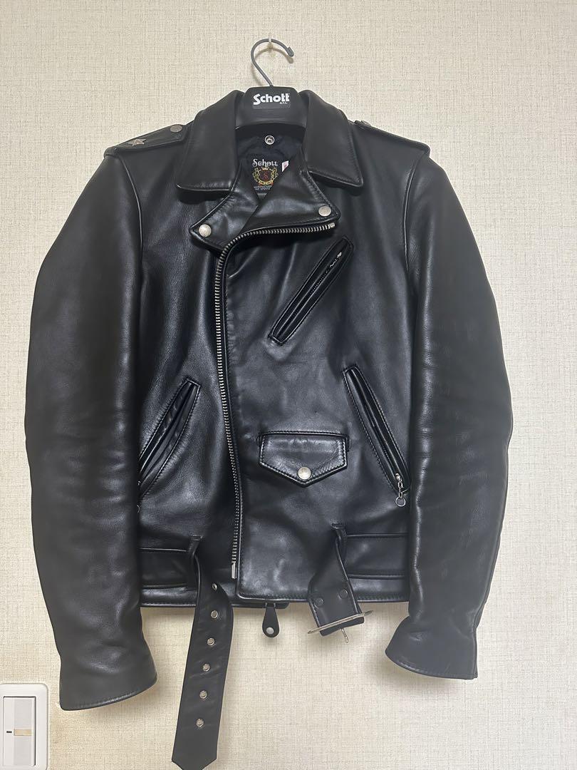 Schott ダブルライダースジャケット サイズ38 黒 レザー アメリカ製 画像1