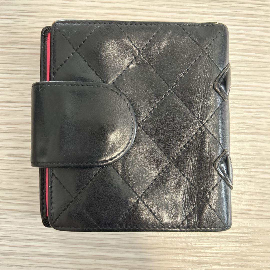 CHANEL シャネル カンボンライン 二つ折財布 がま口 ココマーク　ブラック