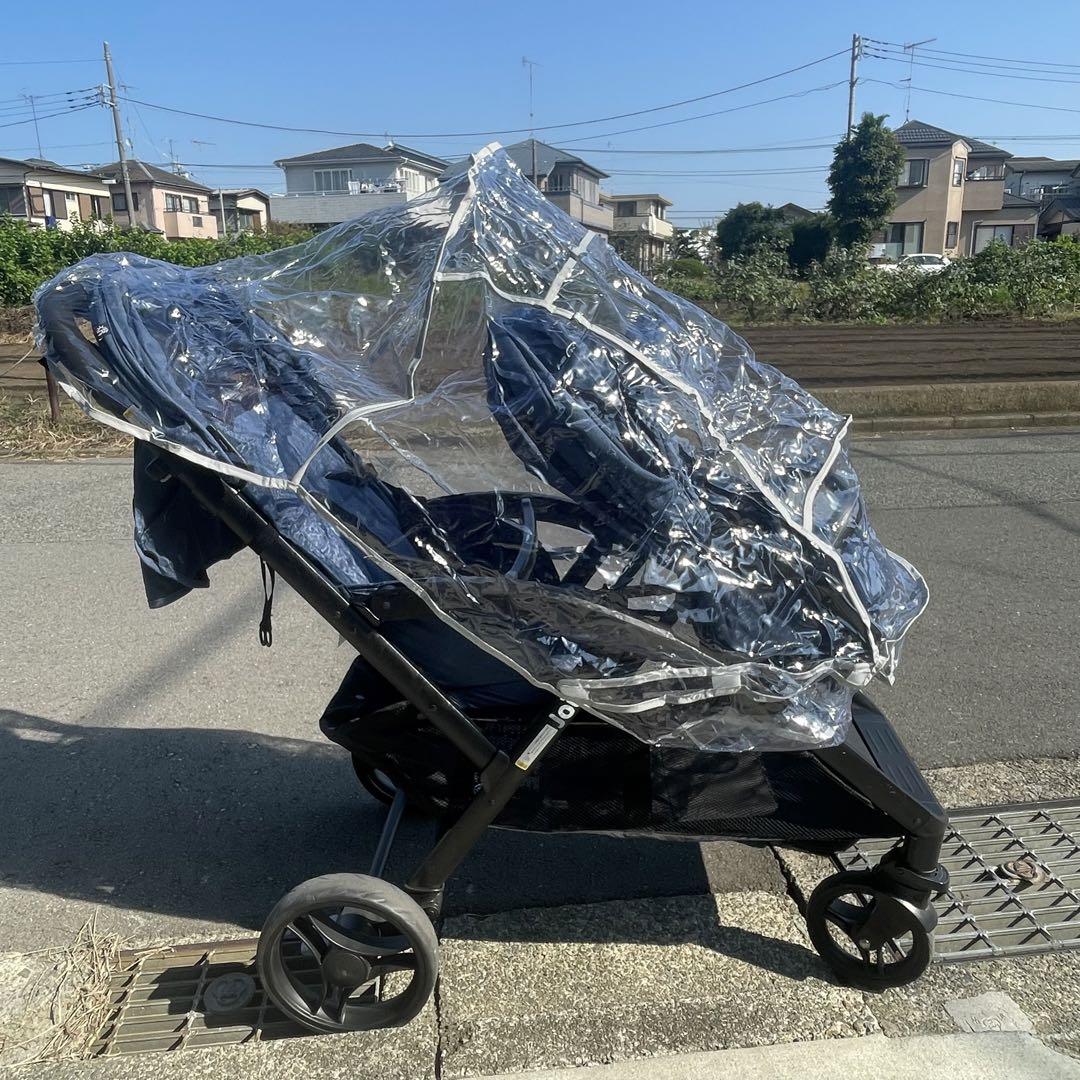 大特価！Joie ダブルベビーカー 雨カバー付き　ネイビー