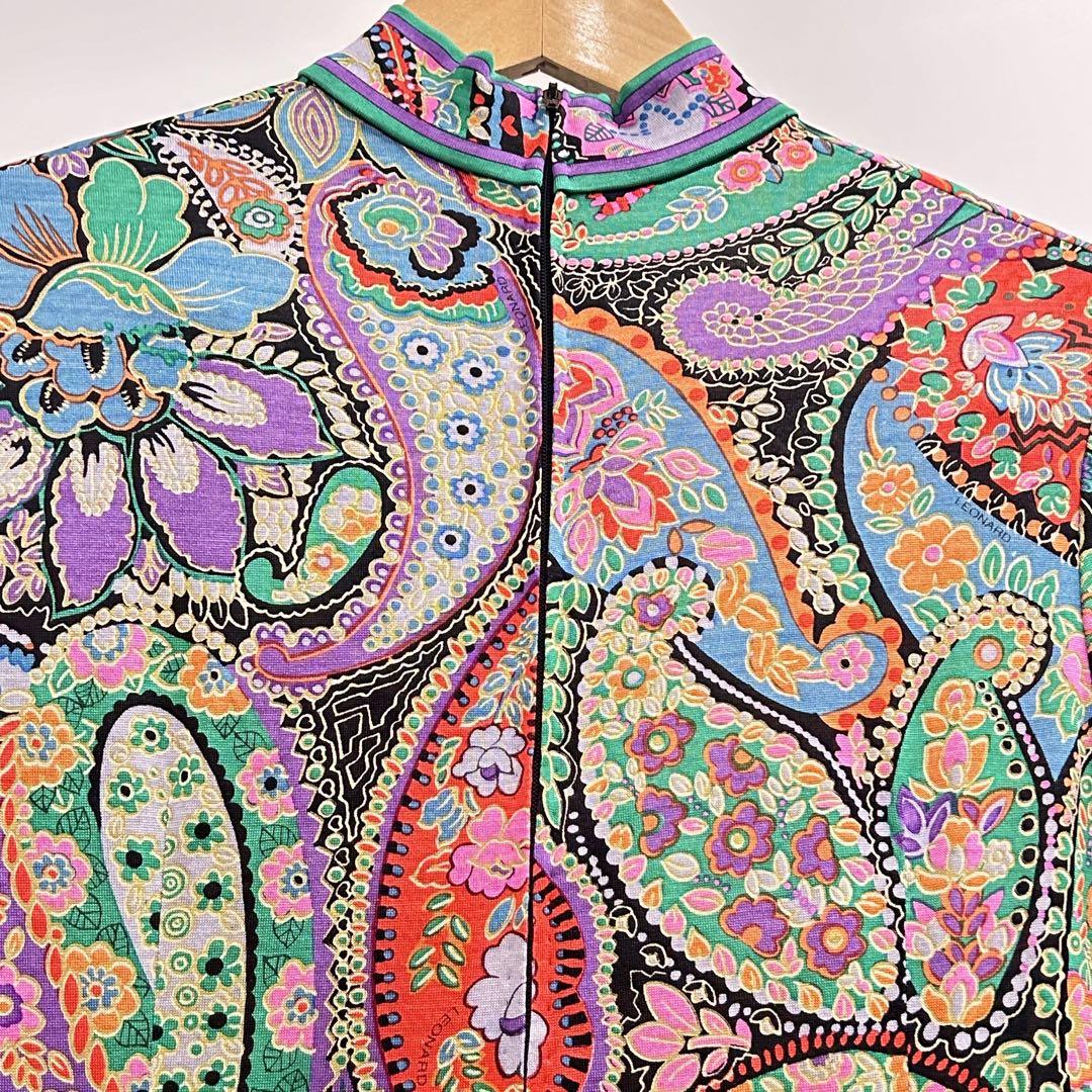 レオナール 美品 ロングワンピース 日本製 華やか 総柄ドレス