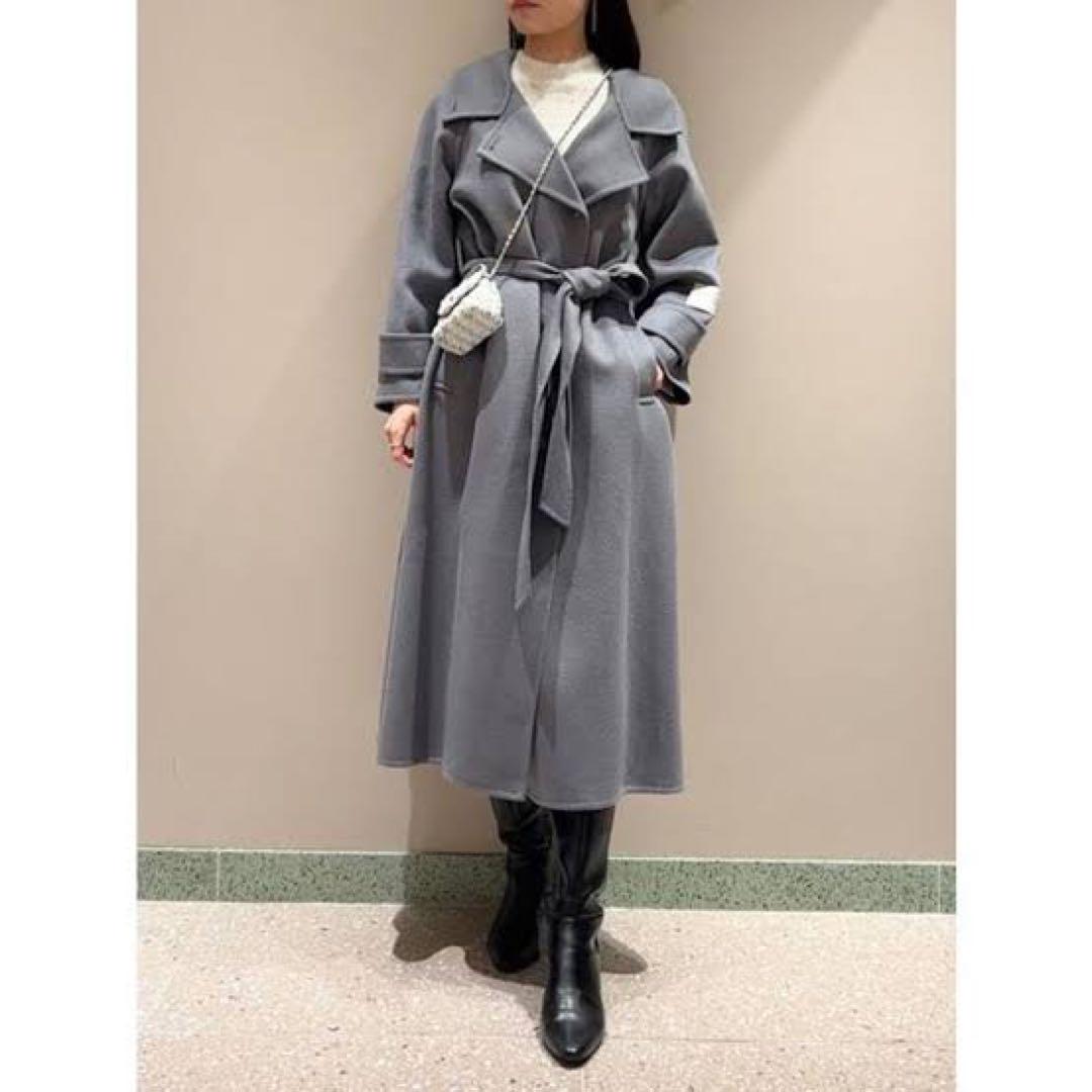 SNIDEL ウロコカシミヤロングコート ダークブルー 0 (S)