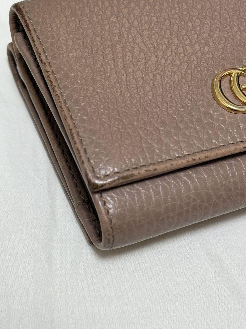 GUCCI ブラウンレザー三つ折り財布 保存袋付き