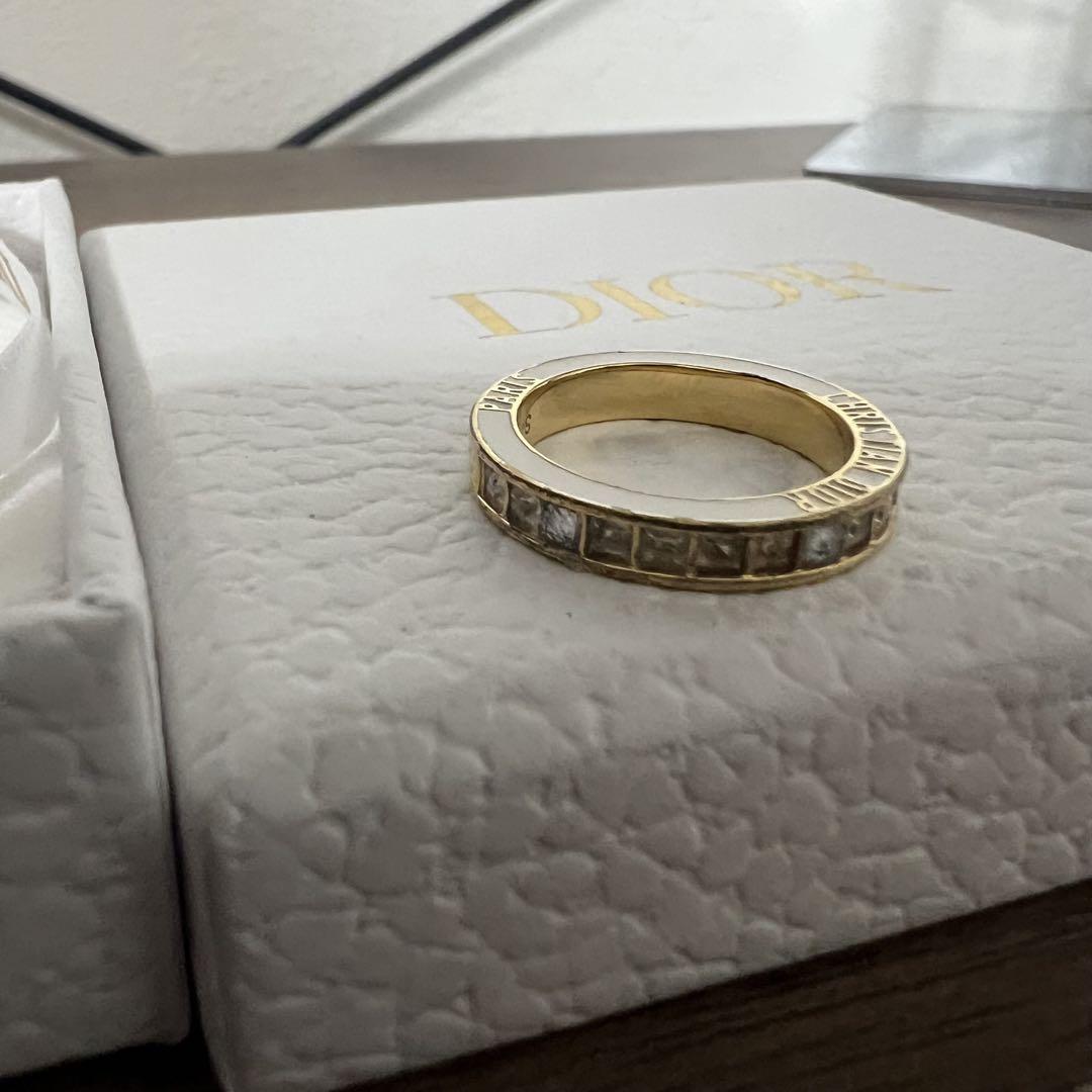 き*ん様 Dior 金色/白リング Sサイズ クリスタル